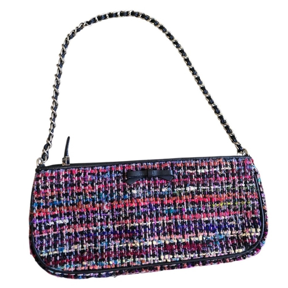 Talbots Tweed Purse Chain Shoulder‎ Strap Bag Black Multicolor Small